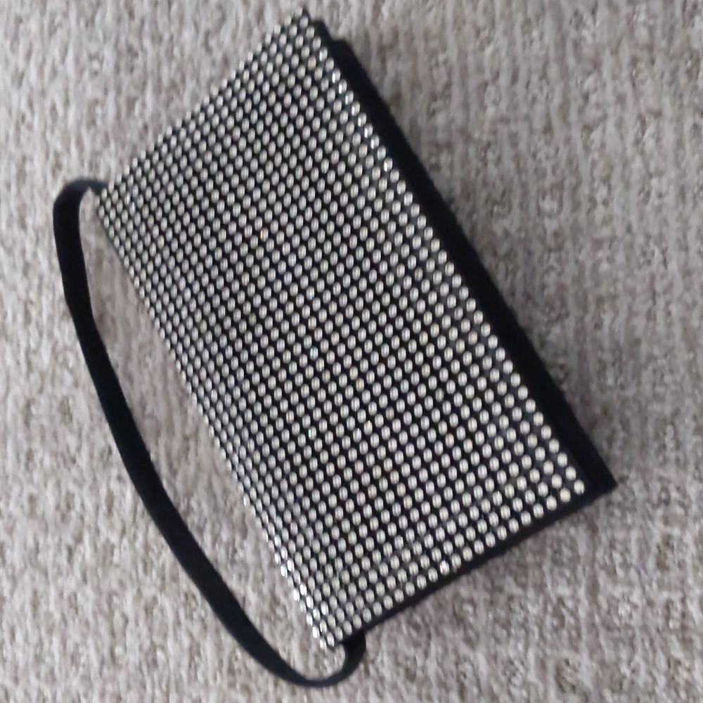 cult gaia Black Rhinestone Mesh Evening Clutch